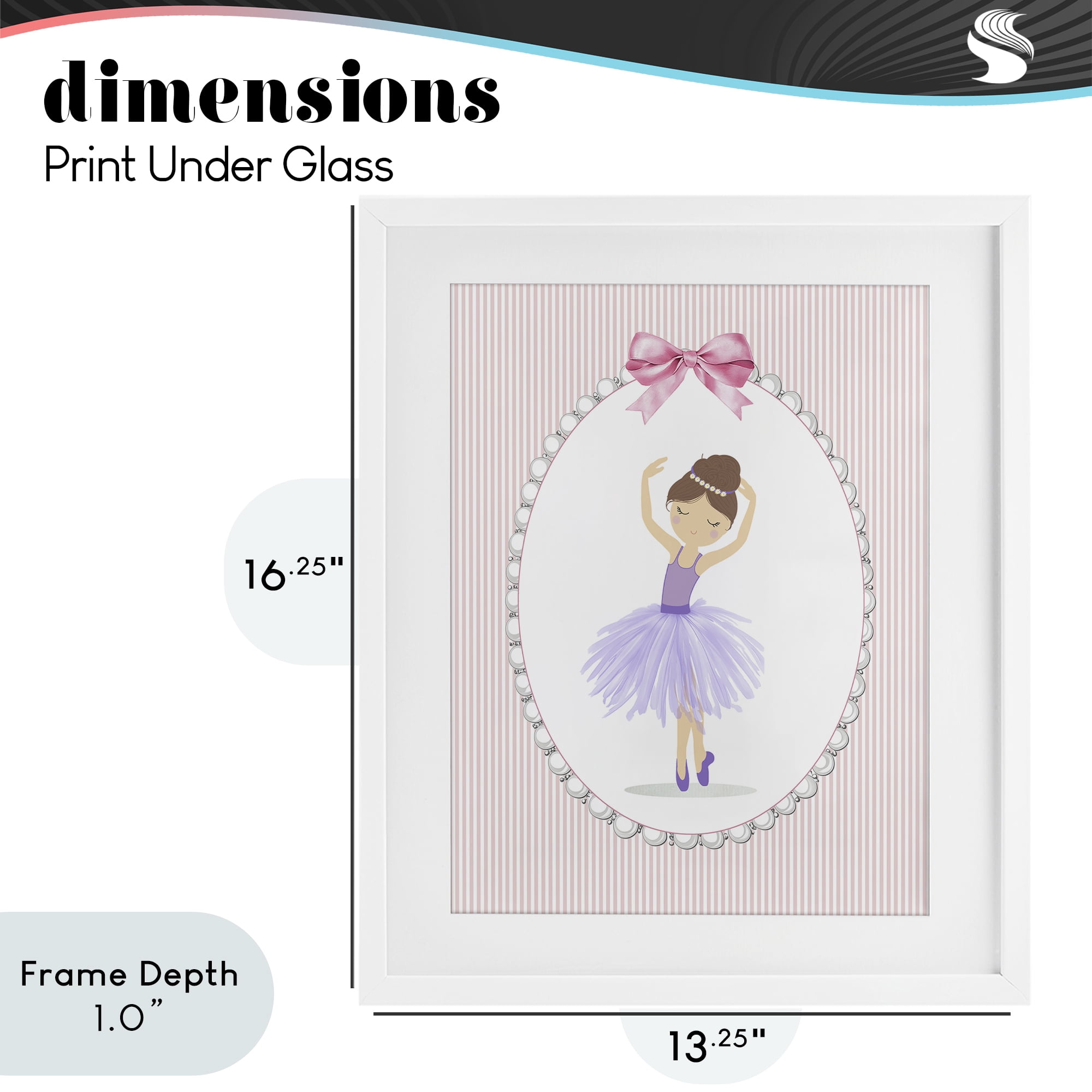 Stupell Industries Graceful Dance on Stripes White Framed Print Under Glass, design by Christine Simpson Art