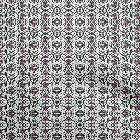 oneOone Cotton Poplin Twill Fuschia Pink Fabric Asian Block Fabric For Sewing Printed Craft Fabric By The Yard 56 Inch Wide-FW