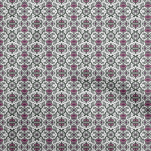 oneOone Cotton Flex Fuschia Pink Fabric Asian Block Sewing Craft Projects Fabric Prints By Yard 40 Inch Wide