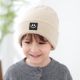 thumbnail image 2 of Gorro de punto para bebé, gorro de lana a juego, bonito gorro con estampado de emoticonos, gorro de otoño e invierno para niños, 2 of 6