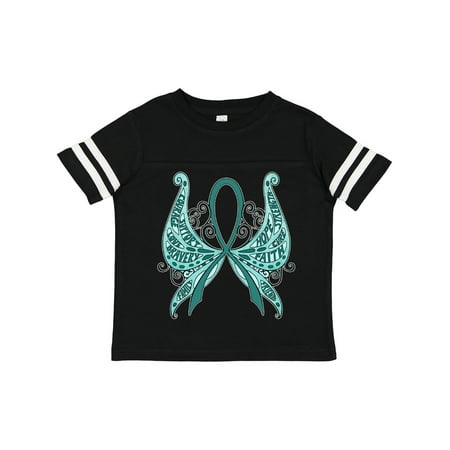 

Inktastic Ovarian Cancer Awareness with Butterfly Ribbon Words Gift Toddler Boy or Toddler Girl T-Shirt