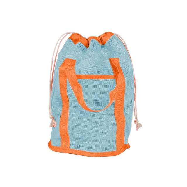 Deeceymbur Mesh Beach Tote with Drawstring Breathable Nylon Quick Dry for Sand Play Tools Pool Accessories