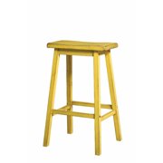 Wooden Bar Stool (Set-2), Antique Yellow by Benzara