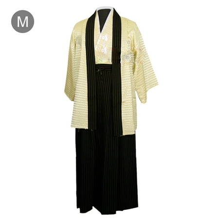 Men's Japanese Kimono Stage Costumes Boy Traditional Samurai Warrior Robe Outfit Cotton Linen Photo Clothing Female