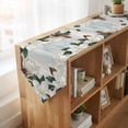 thumbnail image 4 of White Magnolia Table Runner Linen Burlap Table Runner 120 Inches Long Spring Floral Blossom Flowers Plants Light Blue Dresser Scarves for Kitchen Island Coffee Dining Room Party Decor 13"x120", 4 of 8