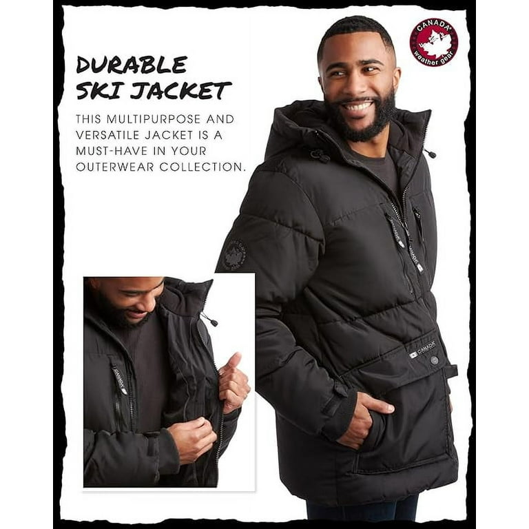 CANADA WEATHER GEAR Men s Quilted Puffer Ski Jacket Heavyweight Winter Coat Weather Resistant M XXL Walmart