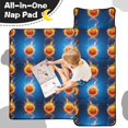 thumbnail image 4 of Basketball and Fire Blue Pattern Teens Toddler Nap Mat with Pillow, Sleeping Mat Bag for Preschool Daycare 59"x22", 4 of 6