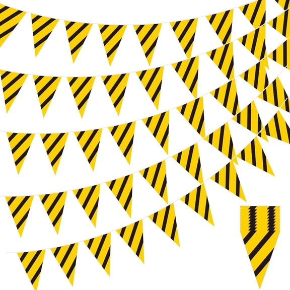 5 Pack Construction Pennant Banner Decorations - Dump Truck Theme Flag Banner for Boy, Under Construction Party Triangle Bunting Banner Decor