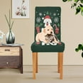 thumbnail image 4 of Yayeee 2 Pack Dining Chair Covers Stretch Parson Chairs Slipcovers Seat Protector, Christmas Dog, 4 of 6