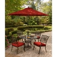 thumbnail image 2 of Hanover Traditions 5-Piece Outdoor Dining Set with Round Cast-Top Table, 4 Stationary Chairs, 9-Ft. Table Umbrella and Stand, 2 of 11