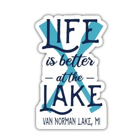 Van Norman Lake Michigan Souvenir 4 Inch Vinyl Decal Sticker Paddle Design