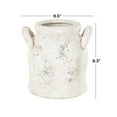 thumbnail image 3 of DecMode 8" Antique Style Distressed Cream Ceramic Vase with Handles, 3 of 9