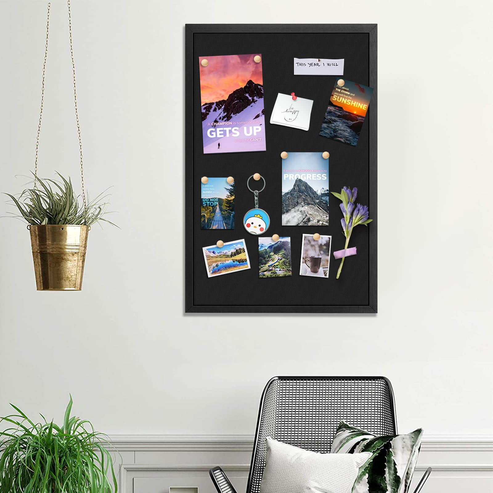 Large Bulletin Board, 36 "x 24" Cork Boards for Walls with Black Frame, Pin Display Board Vision Board for Home School Office Decor