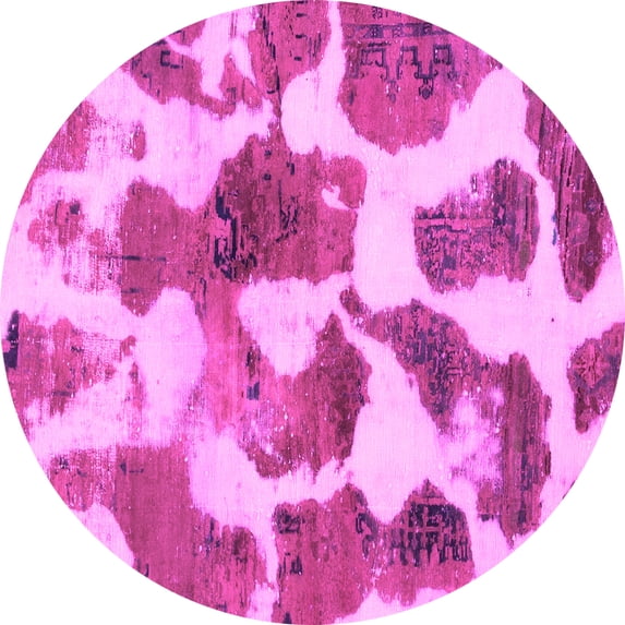 Ahgly Company Indoor Round Oriental Pink Modern Area Rugs, 5' Round