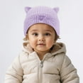 thumbnail image 4 of CAIVO Cute Embroidered Cat Knit Hat Kids Winter Warm With Ear Soft Yarn Cap Cold Weather Trendy Child Solid Color Clothing, 4 of 5
