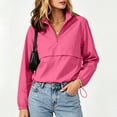 thumbnail image 6 of Zpanxa Fall Jackets for Women Half Zip Stand Collar Pullover Jacket with Drawstring Hem Long Sleeve, 6 of 8
