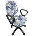 thumbnail image 1 of Floral Office Chair Slipcover, Abstract Hand Drawn Spring Season Blooms in Pastel Colors with Leaves, Protective Stretch Decorative Fabric Cover, Standard Size, Pale Grey Slate Blue, by Ambesonne, 1 of 5