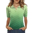 thumbnail image 3 of Trgacdwlo Polka Dot Womens Golf Polo Shirt Collared V Neck Women's Short Sleeve Tops Summer Vintage Polo Shirts for Women Green XL, 3 of 6