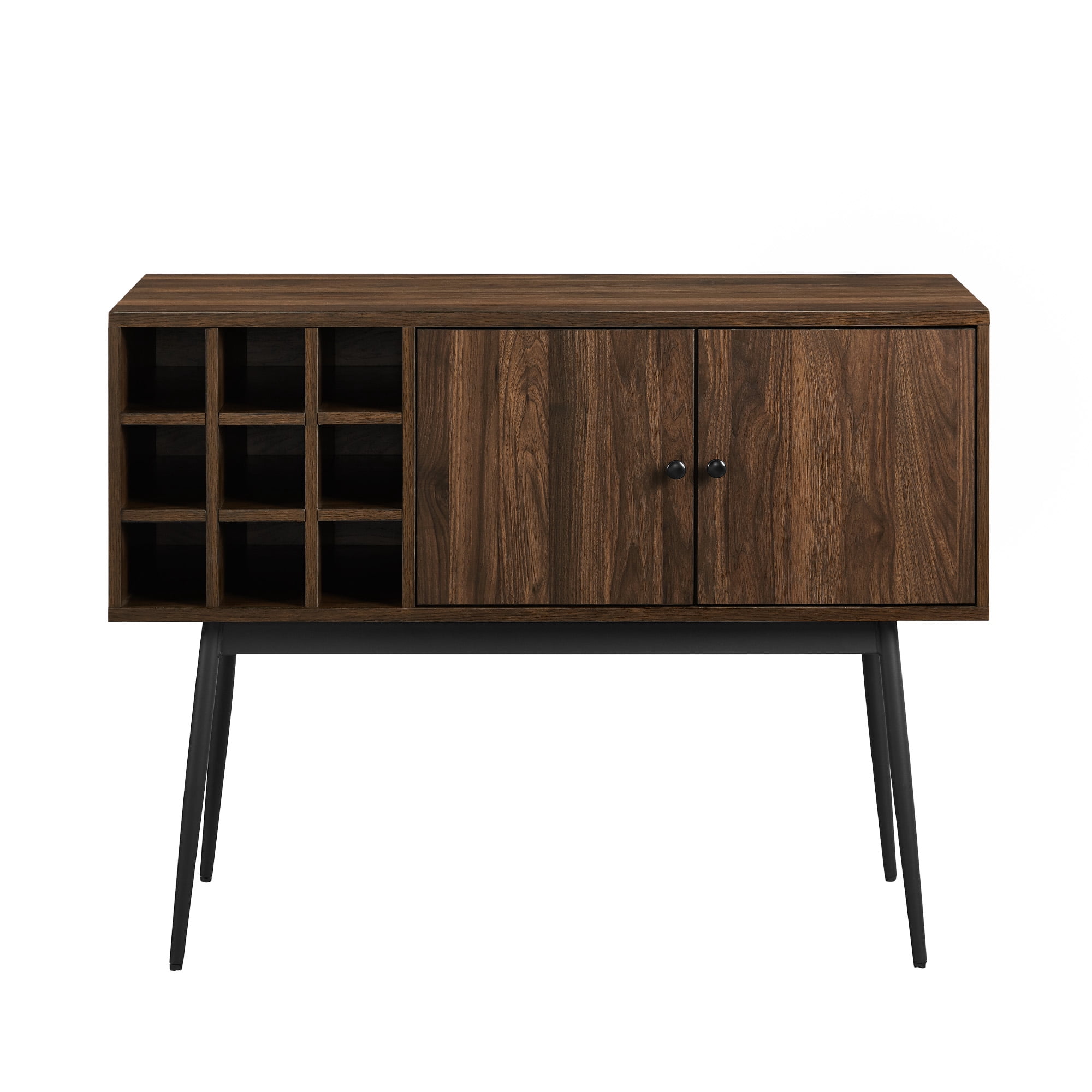 Manor Park Modern Bar Cabinet with Wine Bottle Storage, Dark Walnut