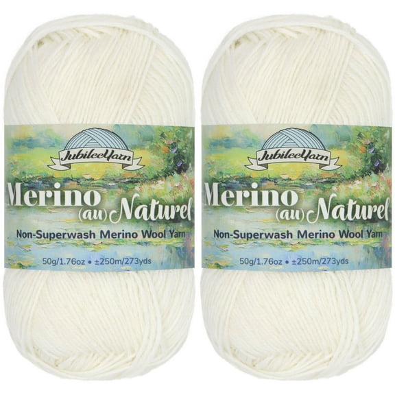 JubileeYarn Merino Au Naturel Yarn - 50g/Skein Super Fine Non-Superwash Merino Wool - Effect Of The Moon - 2 Skeins