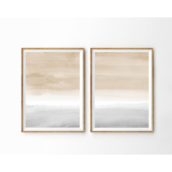 Luvia Set Of 2 Prints Taupe Grey Abstract Poster Neutral Art, Modern Wall Decor Set 2 Prints 8x12 UNFRAMED