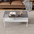 thumbnail image 3 of Leumius Rectangle Coffee Table with Tempered Glass top and White Legs, Modern Table for Living Room Home Office Studio, 3 of 9