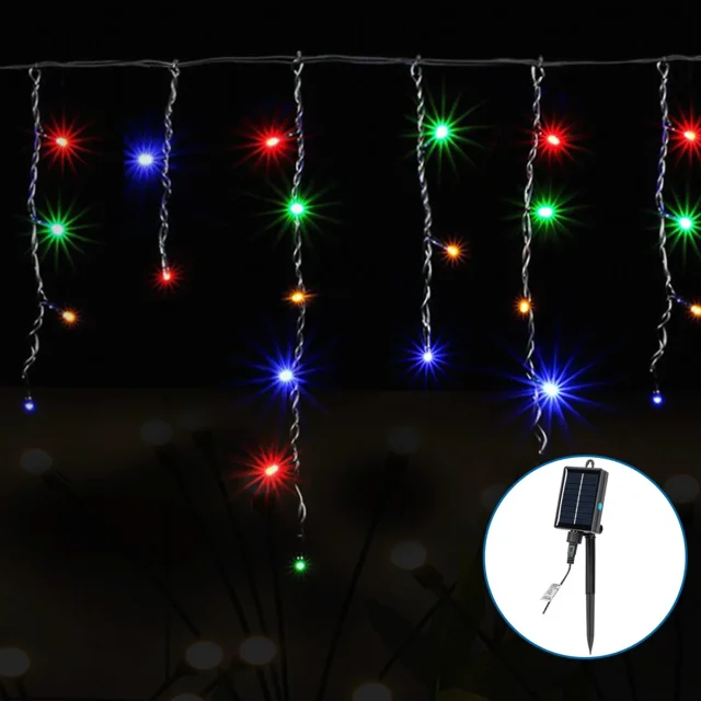 Luz carámbano solar 3+5 m×0.6 m verde oscuro 100 LED RGBY 8 funciones IP65