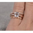 thumbnail image 2 of 6mm Round Cut 2 Carat Morganite Ring with Diamond Moissanite Trio Ring Set in 10k Rose Gold with 1 Engagement Ring and 2 Wedding Bands, 2 of 4