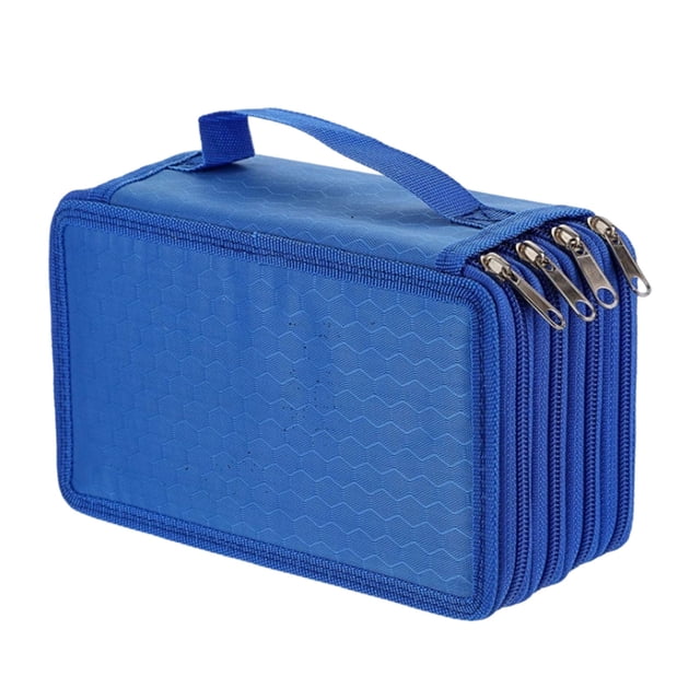 High Capacity Zipper Pens Pencil Case Blue Color Multi-Functional 72 Slots Portable Art Supply Case Brush Holder Artist Pencil Bag Roll F-758 Blue