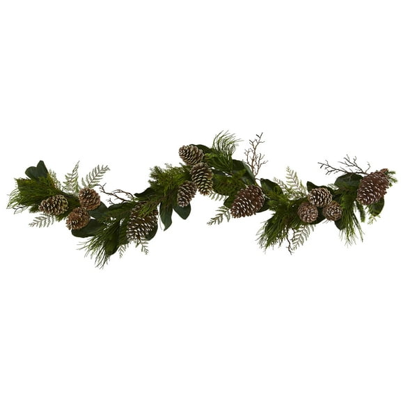 Nearly Natural Holiday Pine Garland, 6.5" (Assorted Colors)