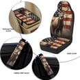thumbnail image 6 of Xixirimido Car Seat Covers for Front Seats 5Pcs Car Accessories with Seat Belt Covers & Center Console Cover Universal Fit for SUVs,Vans,Trucks,Sedans, Hunting Elk US Flag, 6 of 8