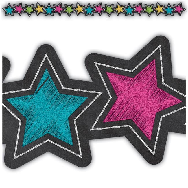 Teacher Created Resources TCR3569 Chalkboard Brights Stars Die Cut Trim Border