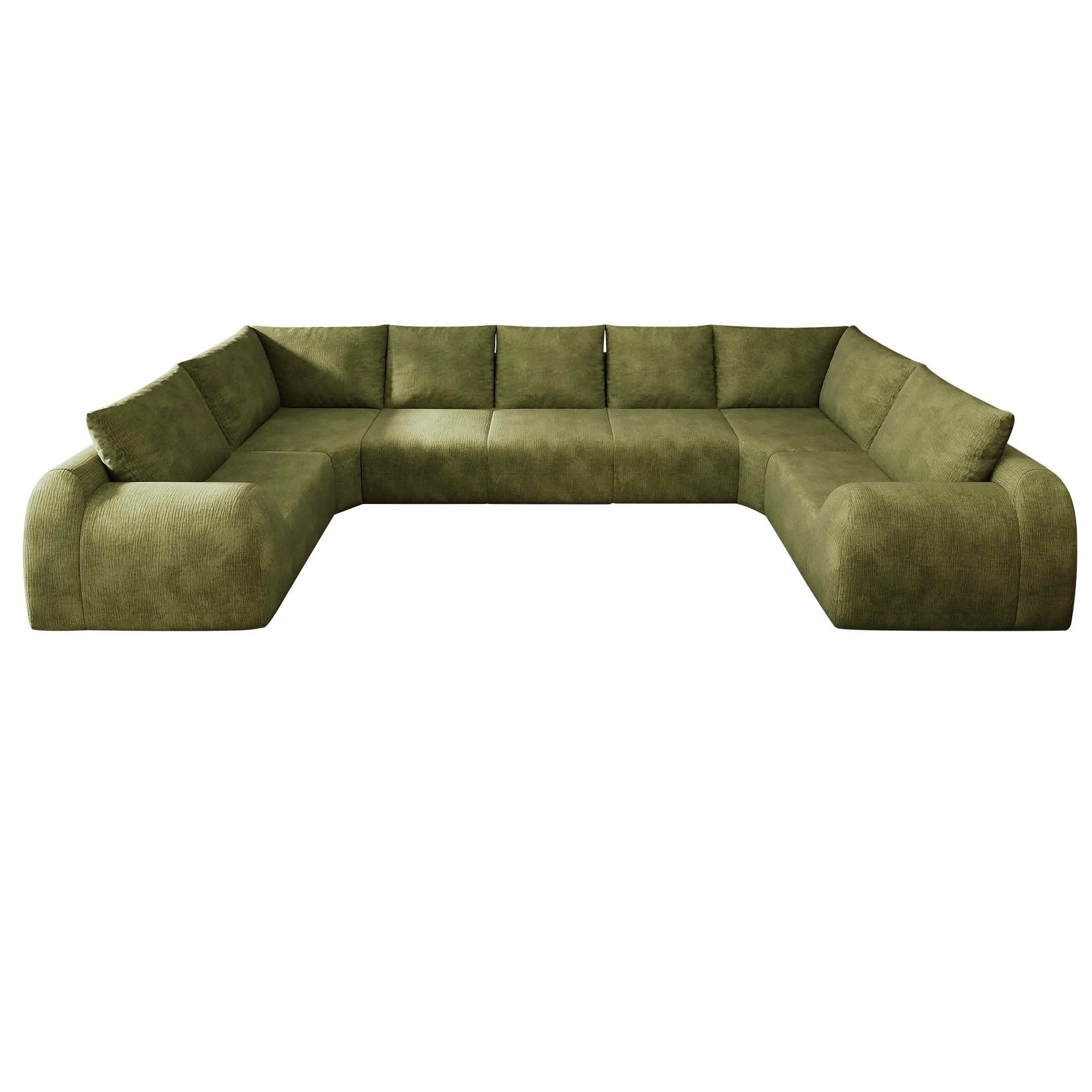 MAYEERTY 161.9" 7 Seats U Shaped Modular Cloud Sectional Sofa, Vacuum Compressed Chenille Couch, No Assembly Required Oversized Fabric Sofa