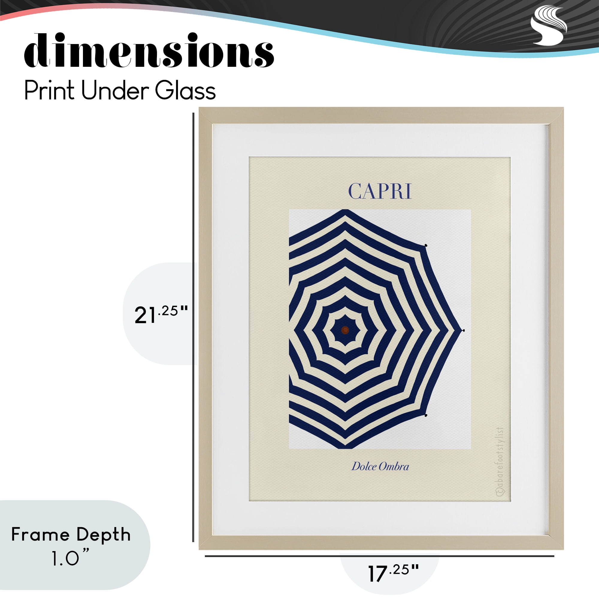 Stupell Industries Capri Striped Umbrella Birch Framed Print Under Glass, design by A Barefoot Stylist