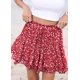 thumbnail image 4 of Pantalones cortos SimpleFun Y2K de chifón con volantes florales para mujer, color rojo, 4 of 6