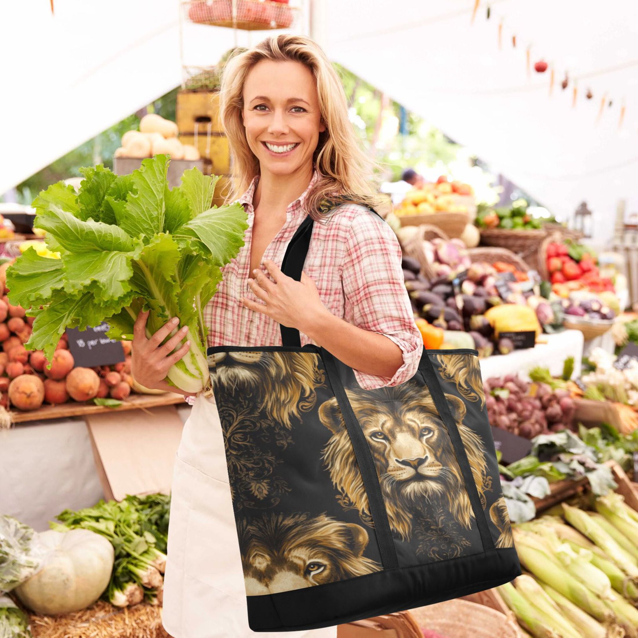 Large Hand-held Ice Pack Picnic Bag Insulation and Refrigeration Suitable for Shopping Picnics and Camping Fierce Lion