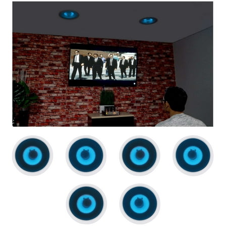 (6) Rockville HC85B-LED 8" 700 Watt In-Ceiling Home Theater Speakers w/Blue LED