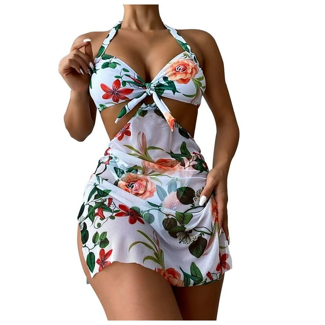 Bikini sólido con correa para mujer, Bikini con escote en V profundo, conjunto de traje de baño dividido cómodo, traje de baño de tres piezas OAVQHLG3B Store lin121212
