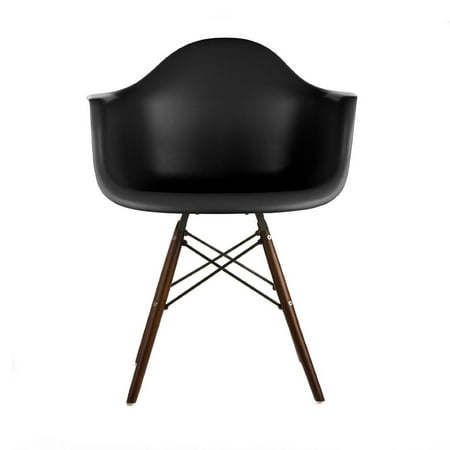 Black - Modern Style Armchair with Walnut Wood Legs Eiffel Dining Room Chair - Lounge Chair Arm Chair Arms Chairs Seats Wooden Wood Leg Wire Leg Dowel Leg Legged Base Molded