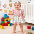 thumbnail image 2 of RMGVDSD Easter Outfit Baby Girl Clothes Ruffle Short Sleeve Floral Bowknot Romper Dress Bodysuits Dress Headbands Set 9-12 Months, 2 of 9