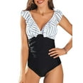thumbnail image 1 of Charmo Women's Ruffle One Piece Swimsuit V Neck Bathing Suits Ladies Sexy Monokini Swimwear, 1 of 6