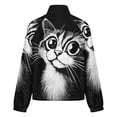 thumbnail image 6 of Jackets for Women Winter Coat Jackets Flannel Stand Collar Jacket(Black White Cat Art Print,Size:S-4XL), 6 of 7