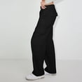 thumbnail image 7 of WTOBBY Women's Casual Fashion Solid Color Elastic Waist Drawstring Pockets Wide Leg Straight Pants, Day-to-Day Comfort Trousers,Black 2XL, 7 of 7