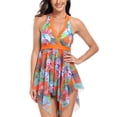 thumbnail image 4 of Womens Halter Tankini Swimsuits One Piece Tummy Control Bathing Suits V Neck Swimdress, 4 of 7