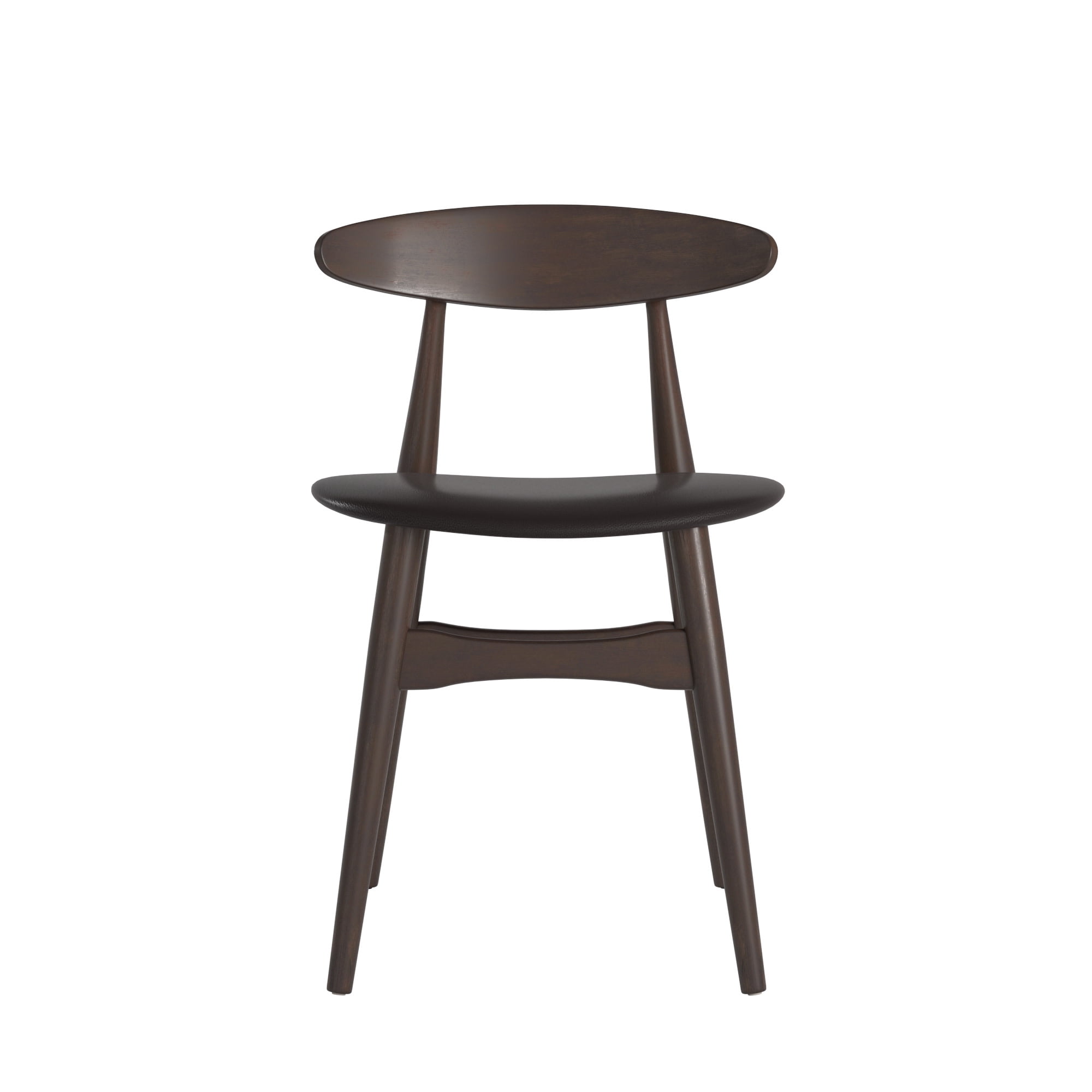Weston Home Arne Mid-Century Tapered Dining Chairs, Set of 2, Black Finish, Black Vinyl