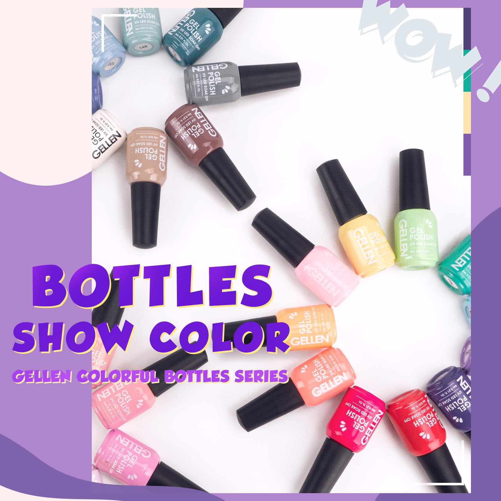 Gellen 39Pcs Gel Nail Polish Kit, 36 Colors Gel Polish Candy & Nudes & Macaroon Soak off UV Nail Gel Polish Set with Glossy Matte Top and Base Coat, DIY Salon Nail Art Valentine Gift for Women