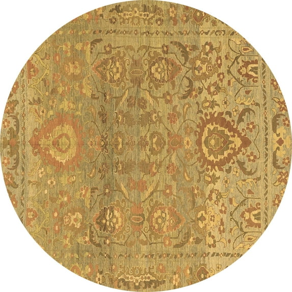 Ahgly Company Indoor Round Oriental Brown Traditional Area Rugs, 3' Round