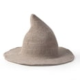 thumbnail image 6 of siminsem Wizard Hat for Women Knitted Witch Hat Wide Brim Pointed Wool Halloween Cosplay Hat Foldable Witch Hat for Party Masquerade Adult 1 Pack, Khaki,One Size, 6 of 7