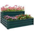 thumbnail image 1 of Outsunny 2 Tier Raised Garden Bed Galvanized Steel Planter Box, Green, 1 of 10