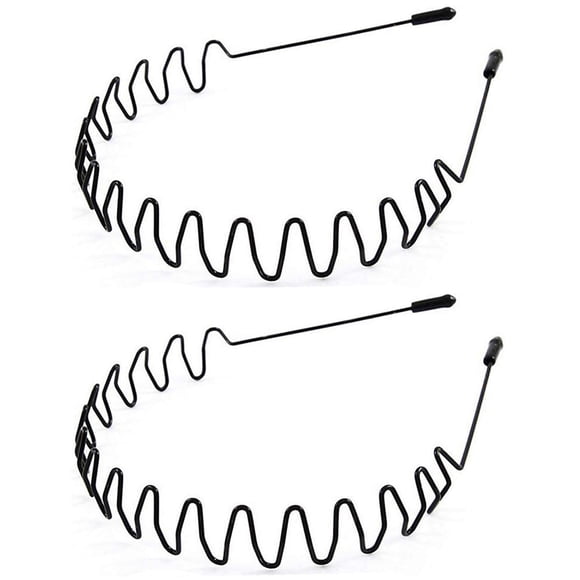 LERNOU Diademas para Hombre Diadema de Metal Diademas onduladas Diadema de Metal para niños Diadema Negra en Zigzag Unisex Deportes al Aire Libre Uso Diario Diademas para el Cabello. (2 piezas)